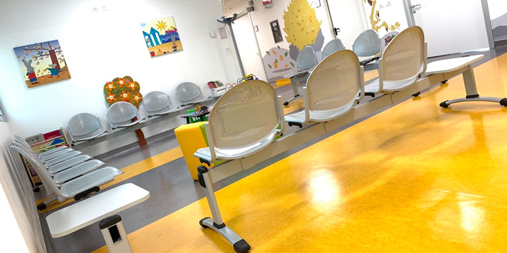 La sala d'attesa dell'area ambulatoriale del Centro